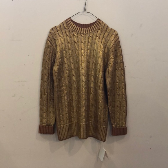 Sies Marjan Sweaters - Sies Marjan gold painted cable merino wool sweater